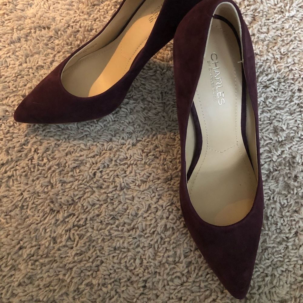 Suede eggplant colored heels, size 9 by Charles by Charles David